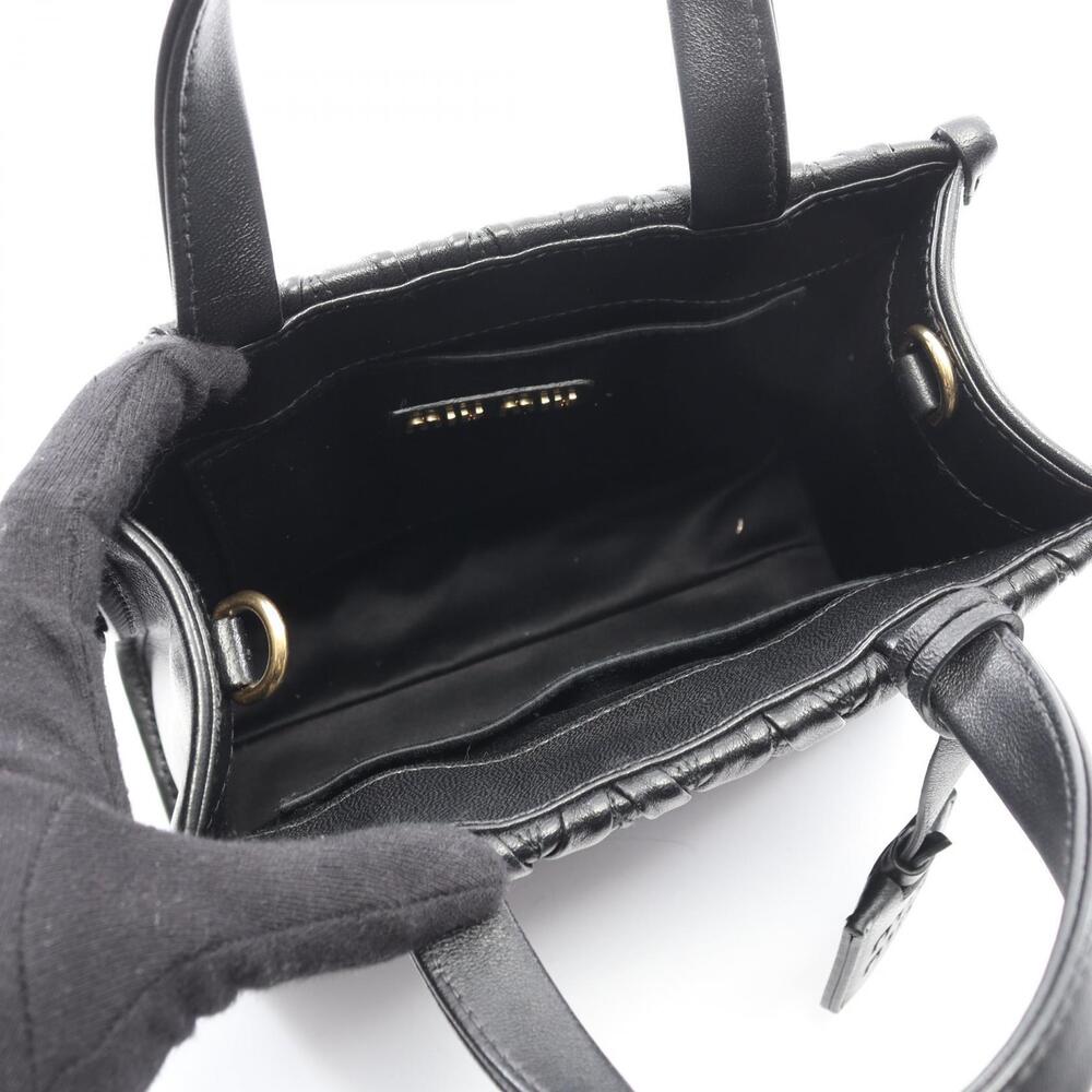 Miu Miu Handbag Leather Black Matelasse